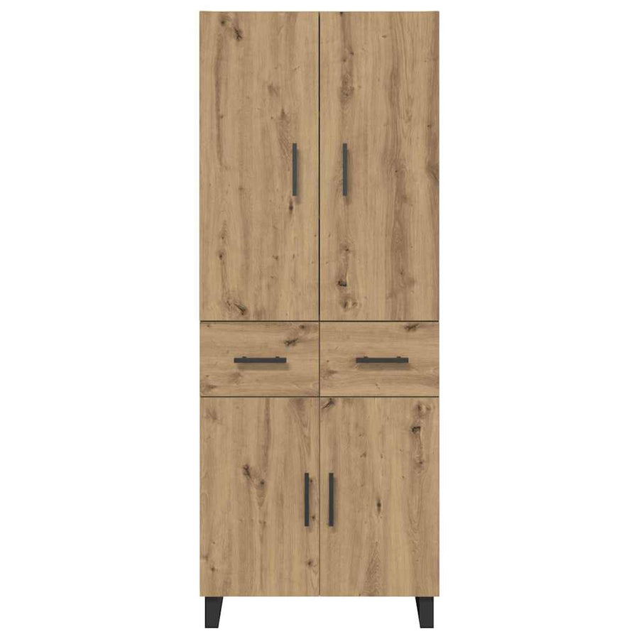 Hoge kast met lade 2 pcs Artisan Eiken Geengineerd Hout en Glas