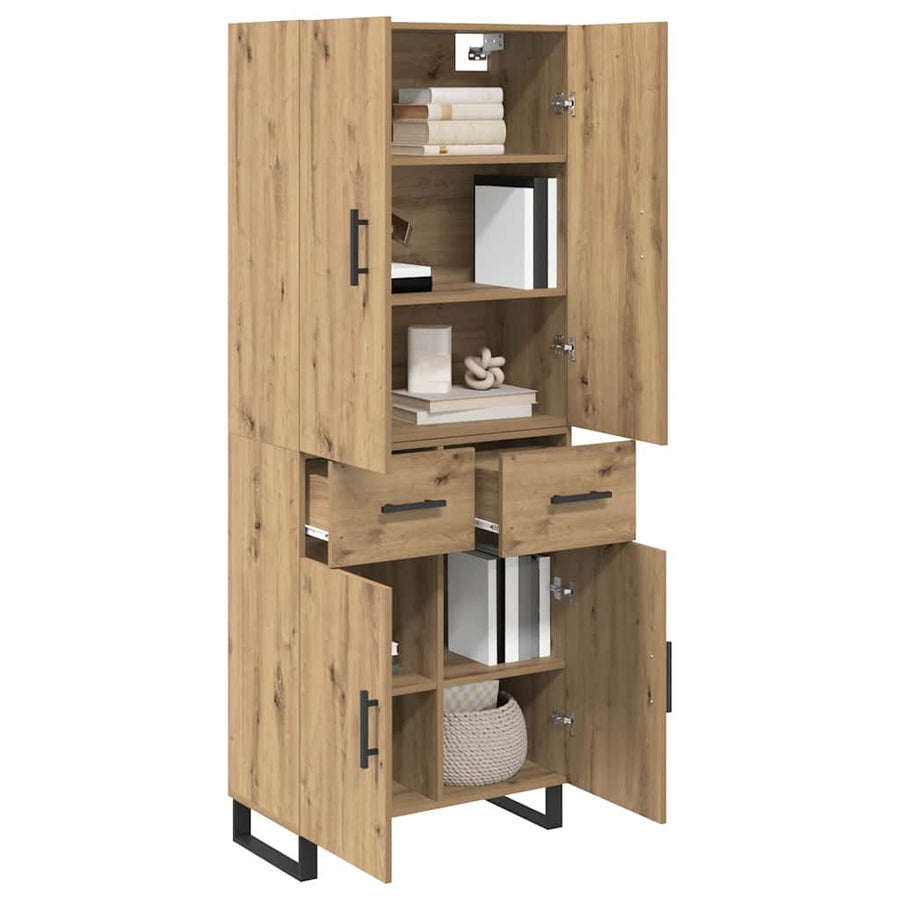 Hoge kast met lade 2 pcs Artisan Eiken Geengineerd Hout en Glas