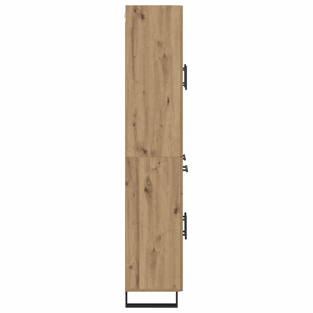 Hoge kast met lade 2 pcs Artisan Eiken Geengineerd Hout en Glas