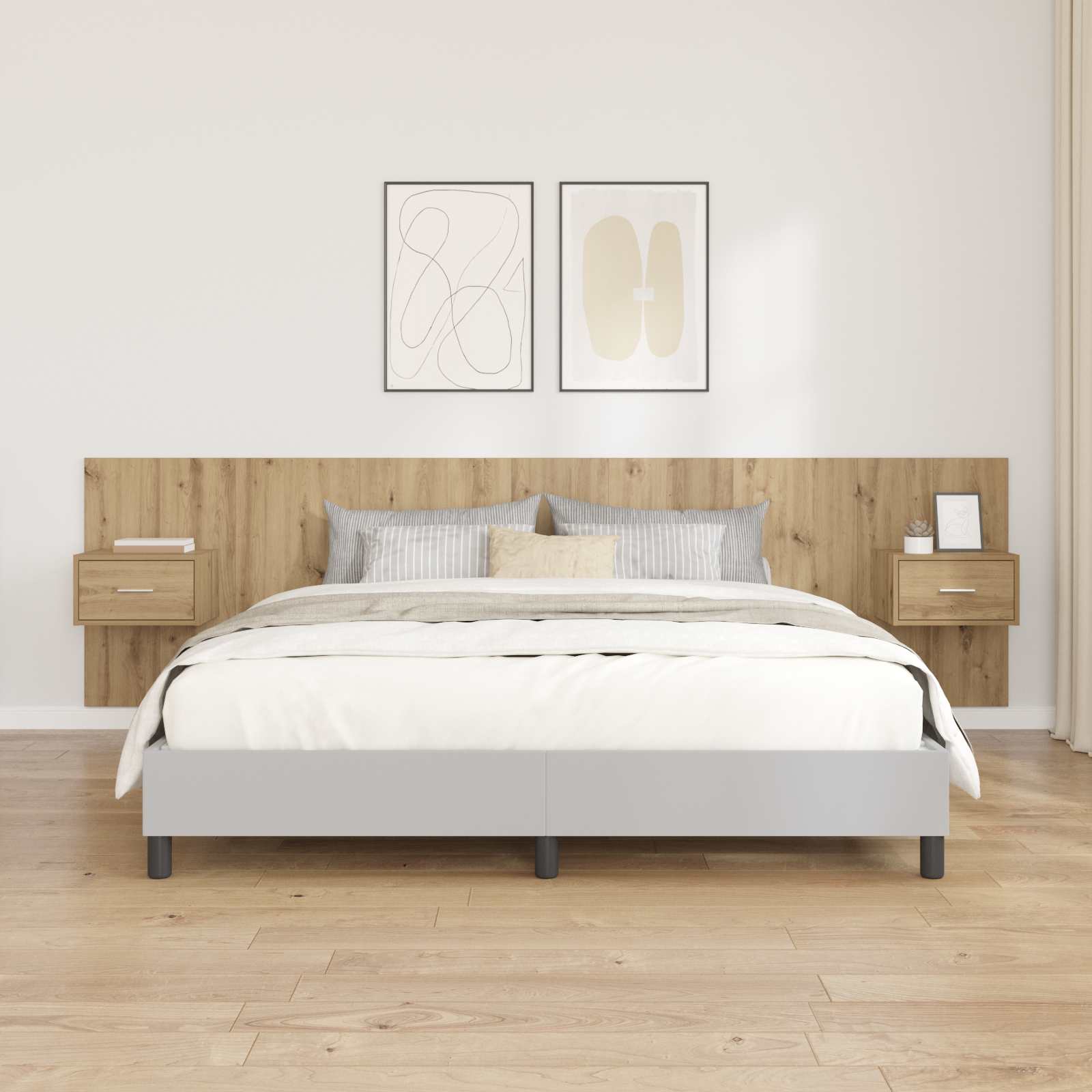 Hoofdbord Met Kast met lade 3 pcs Artisan Eiken Bewerkt hout