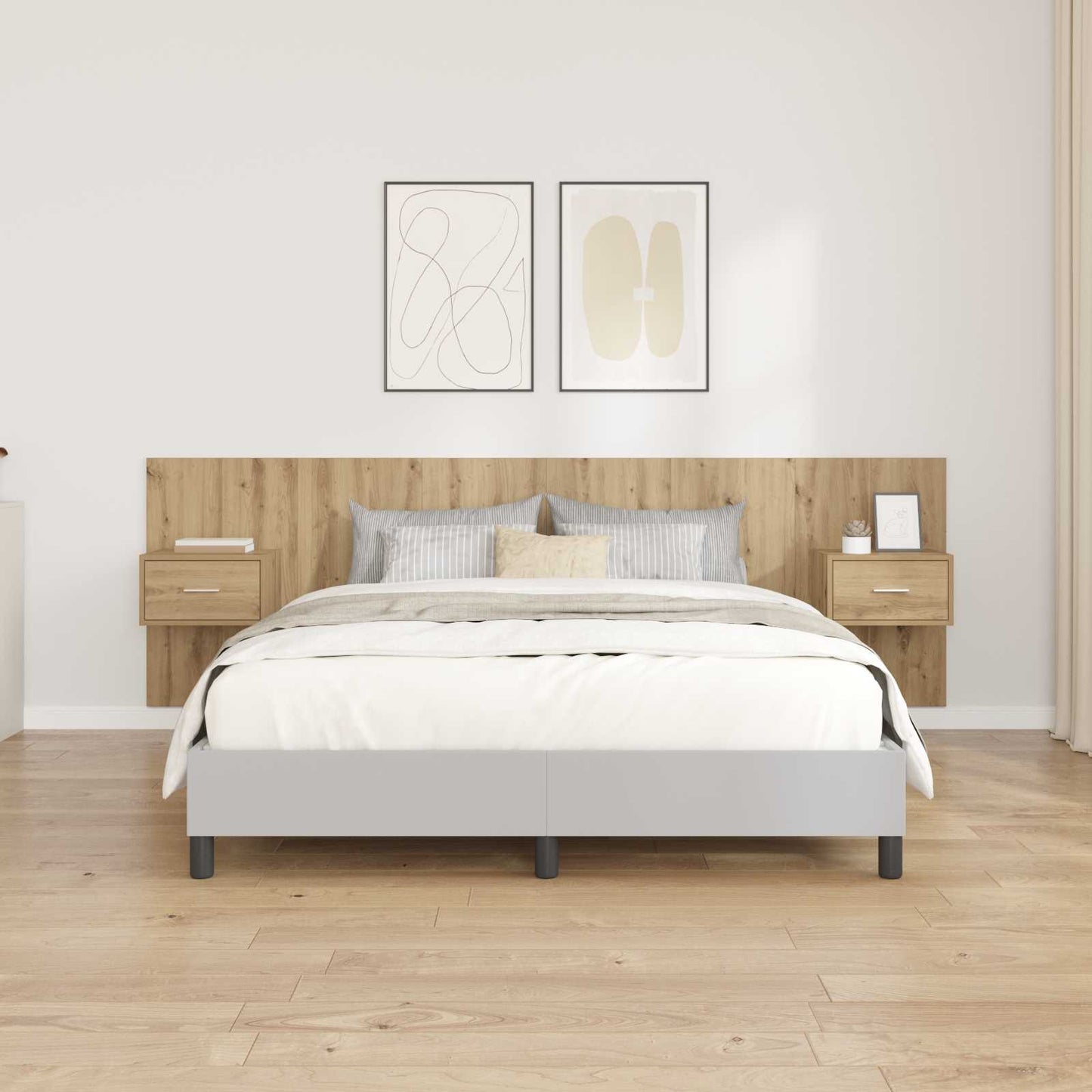 Hoofdbord Met Kast met lade 3 pcs Artisan Eiken Bewerkt hout