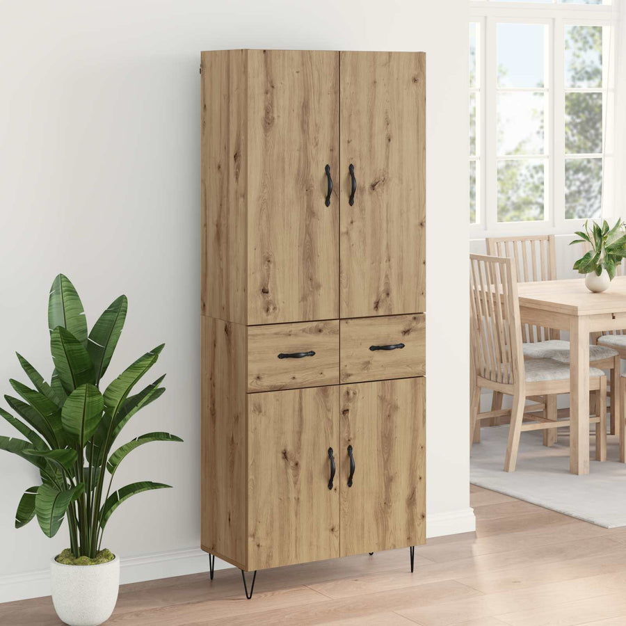 Hoge kast met lade 2 pcs Artisan Eiken Geengineerd Hout en Glas
