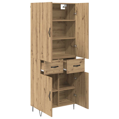 Hoge kast met lade 2 pcs Artisan Eiken Geengineerd Hout en Glas