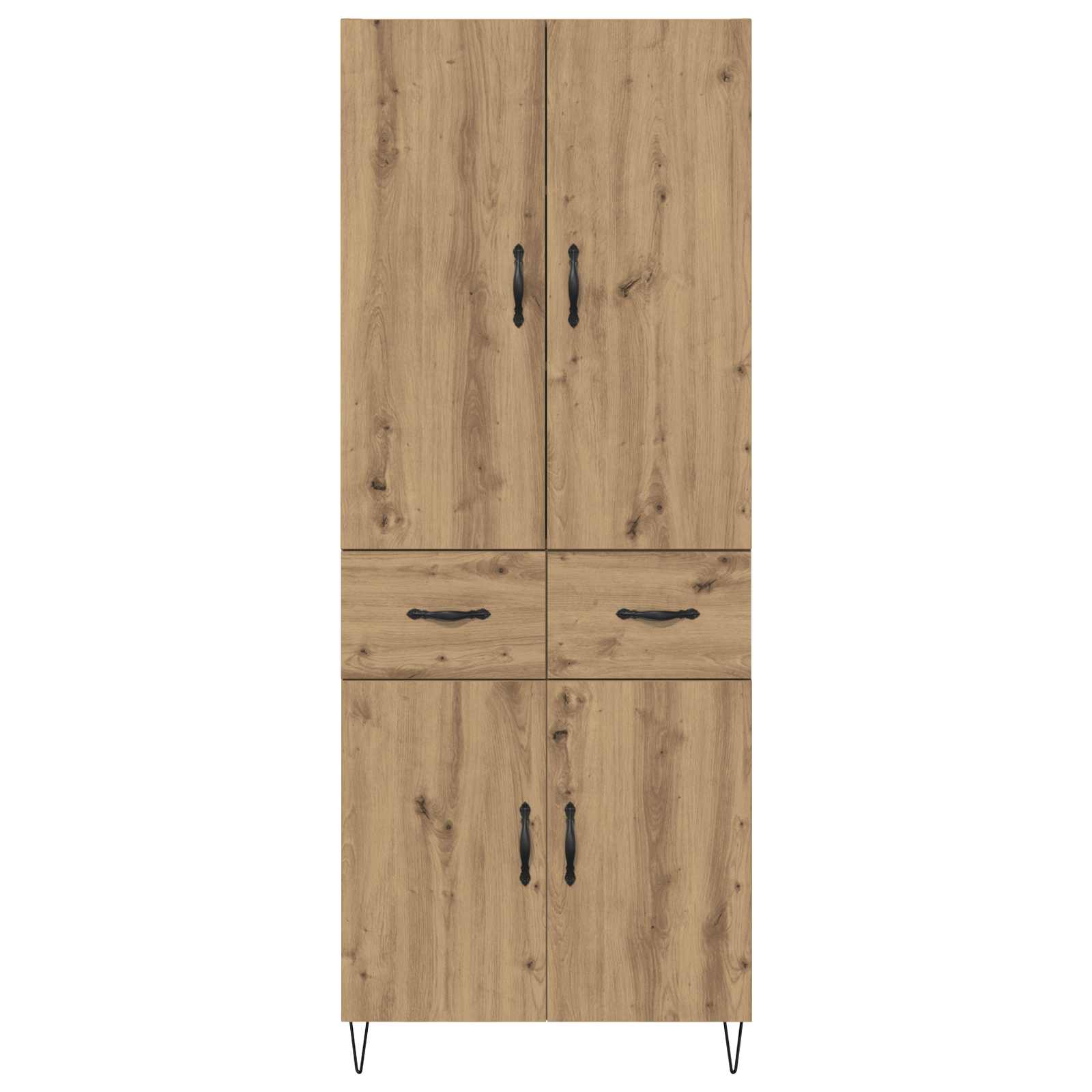 Hoge kast met lade 2 pcs Artisan Eiken Geengineerd Hout en Glas