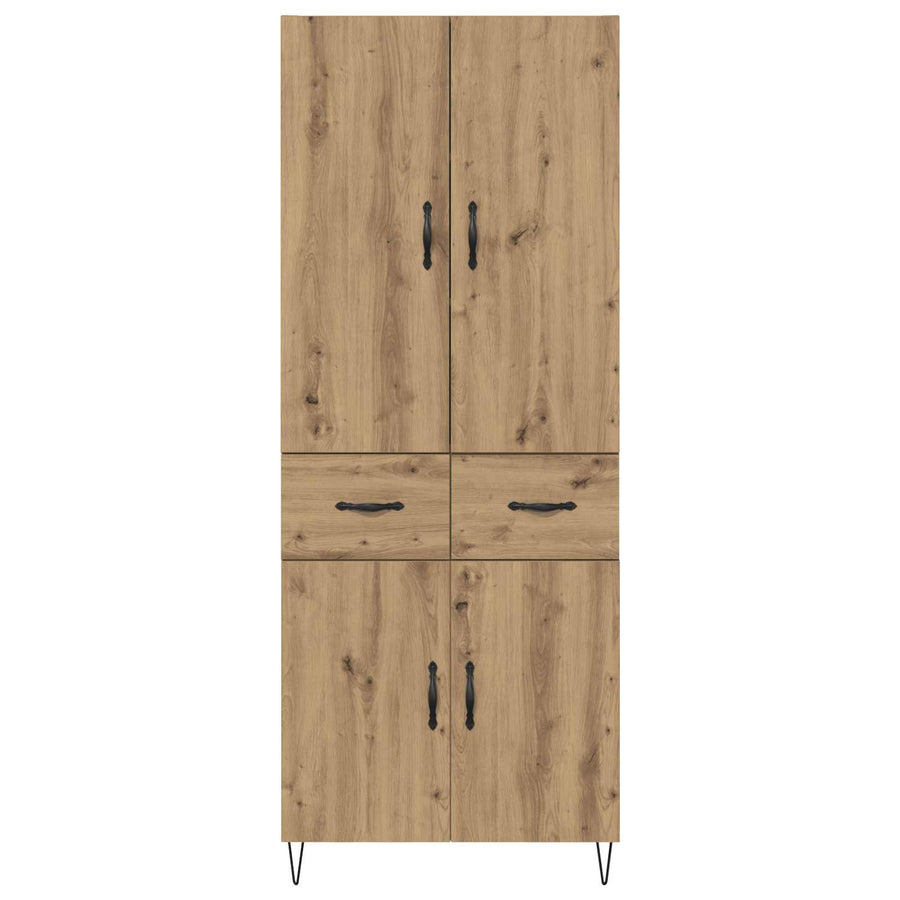 Hoge kast met lade 2 pcs Artisan Eiken Geengineerd Hout en Glas