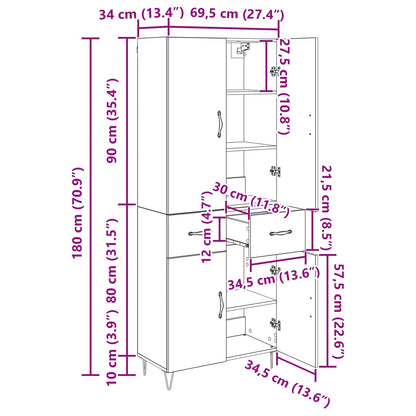 Hoge kast met lade 2 pcs Artisan Eiken Geengineerd Hout en Glas