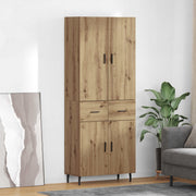 Highboard with Drawer 2 pcs Artisan Oak Engineered Wood and Glass