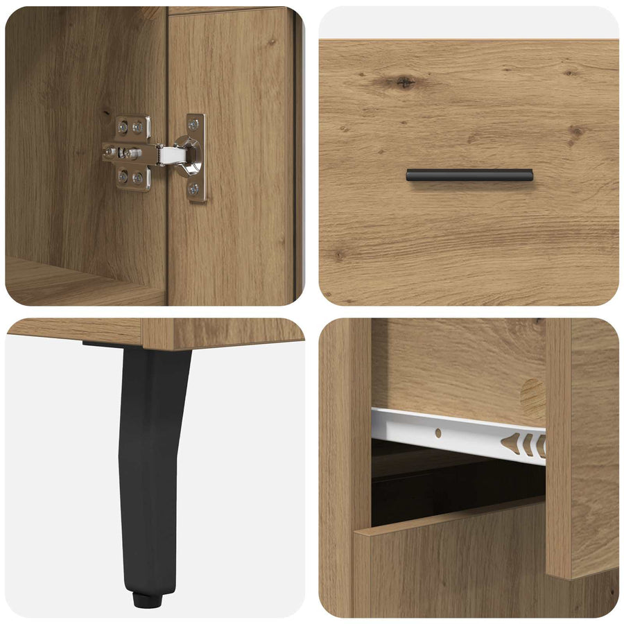 Hoge kast met lade 2 pcs Artisan Eiken Geengineerd Hout en Glas