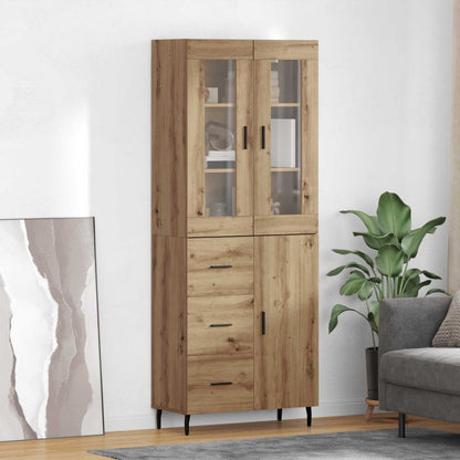 Hoge kast met lade 2 pcs Artisan Eiken Geengineerd Hout en Glas