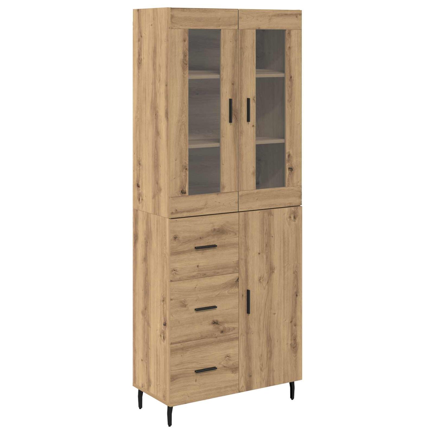 Hoge kast met lade 2 pcs Artisan Eiken Geengineerd Hout en Glas