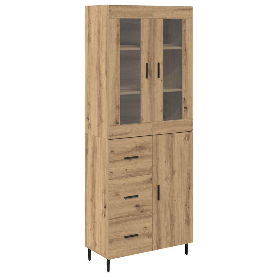 Hoge kast met lade 2 pcs Artisan Eiken Geengineerd Hout en Glas