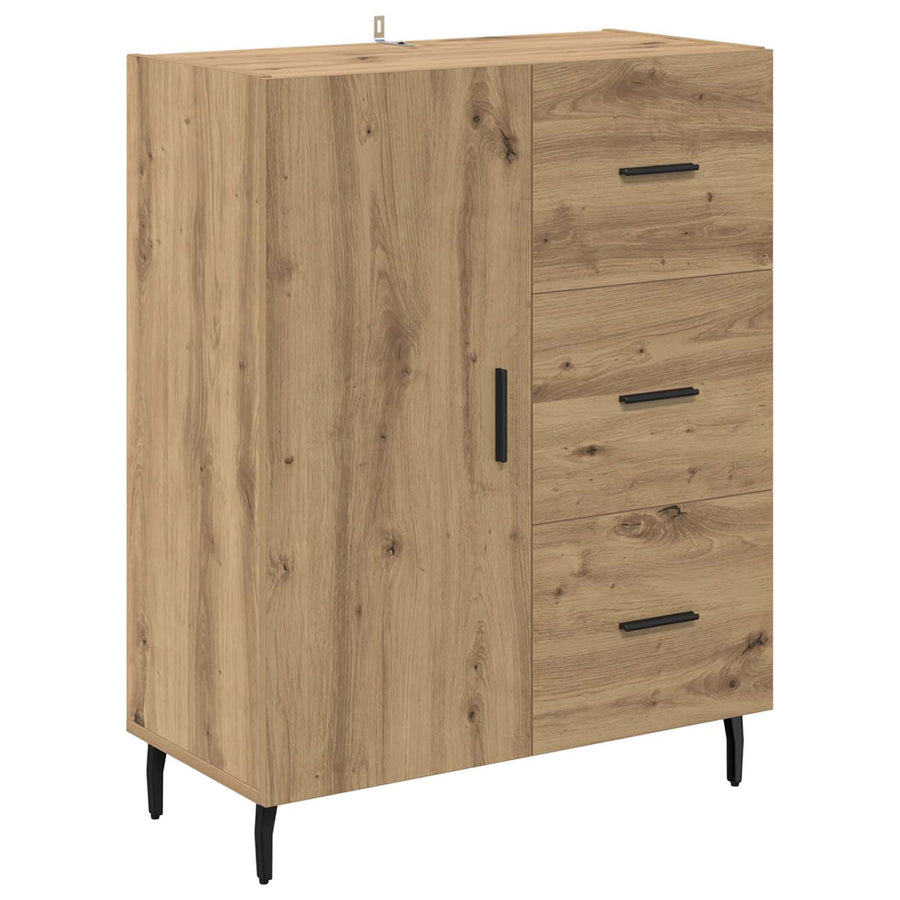 Hoge kast met lade 2 pcs Artisan Eiken Geengineerd Hout en Glas