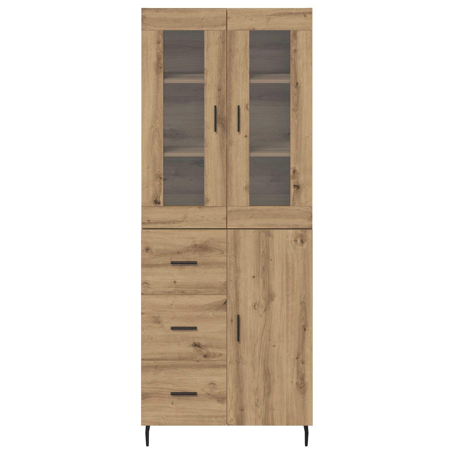 Hoge kast met lade 2 pcs Artisan Eiken Geengineerd Hout en Glas