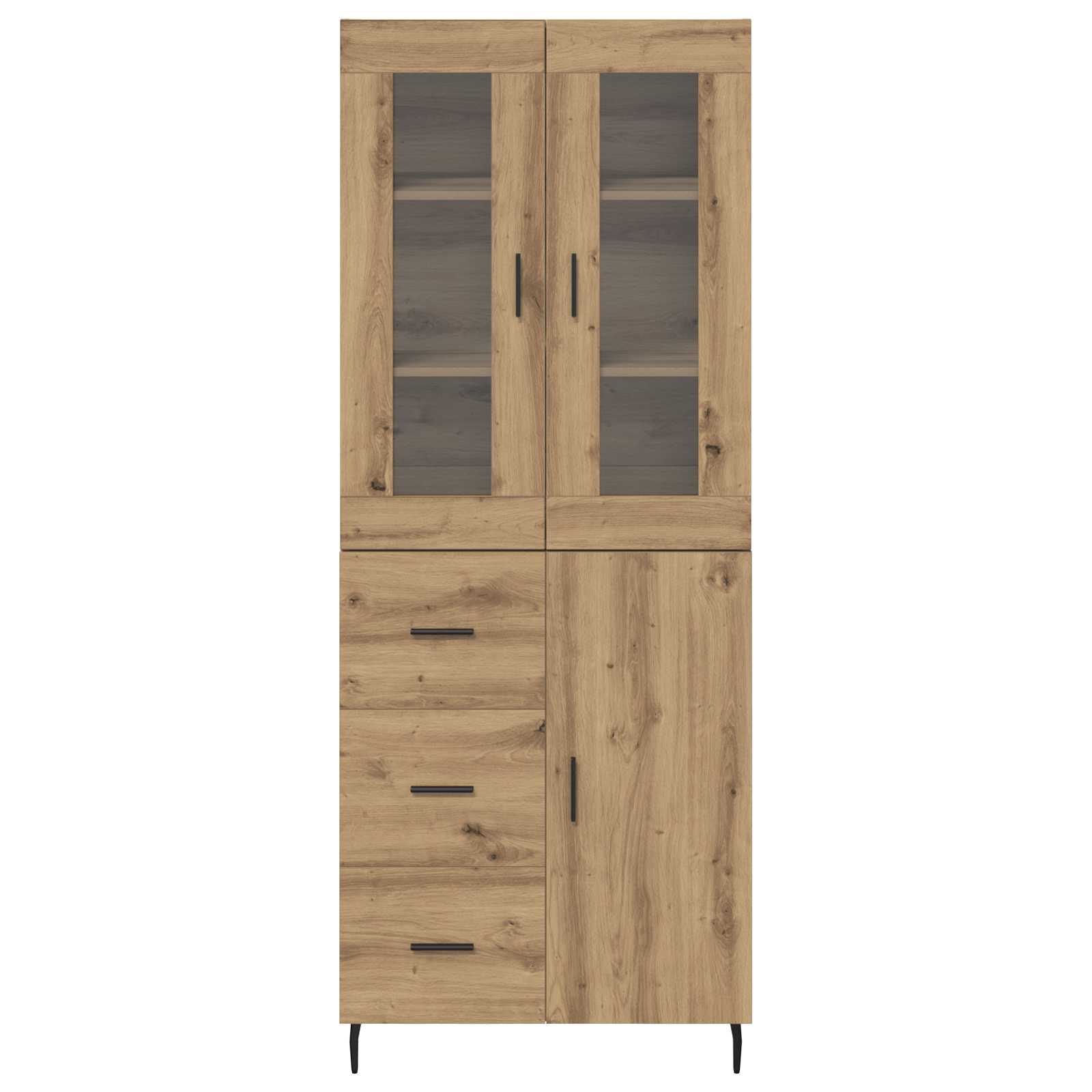 Hoge kast met lade 2 pcs Artisan Eiken Geengineerd Hout en Glas