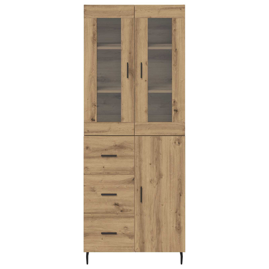 Hoge kast met lade 2 pcs Artisan Eiken Geengineerd Hout en Glas