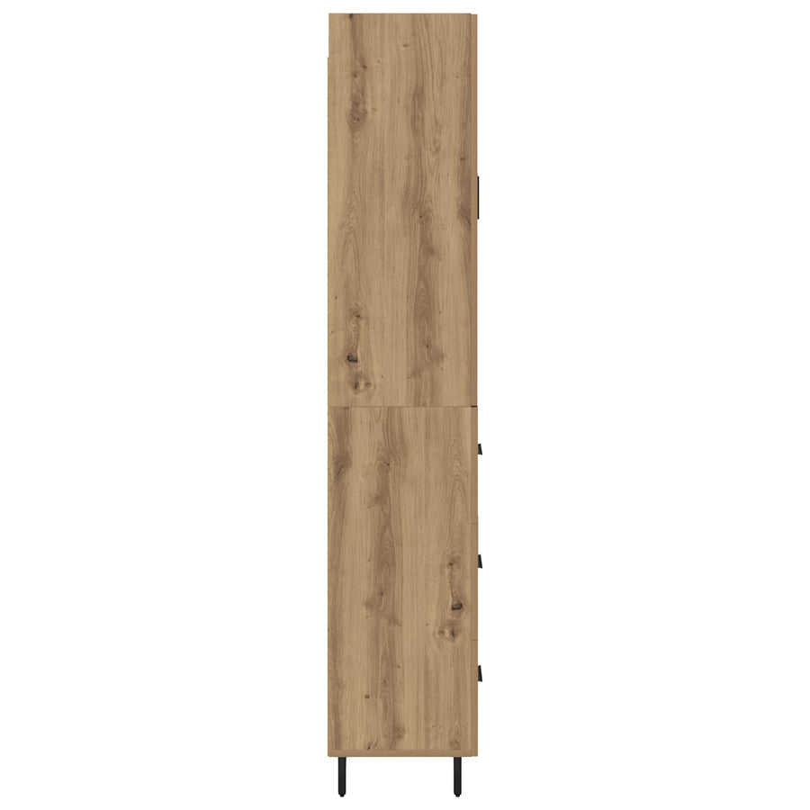 Hoge kast met lade 2 pcs Artisan Eiken Geengineerd Hout en Glas