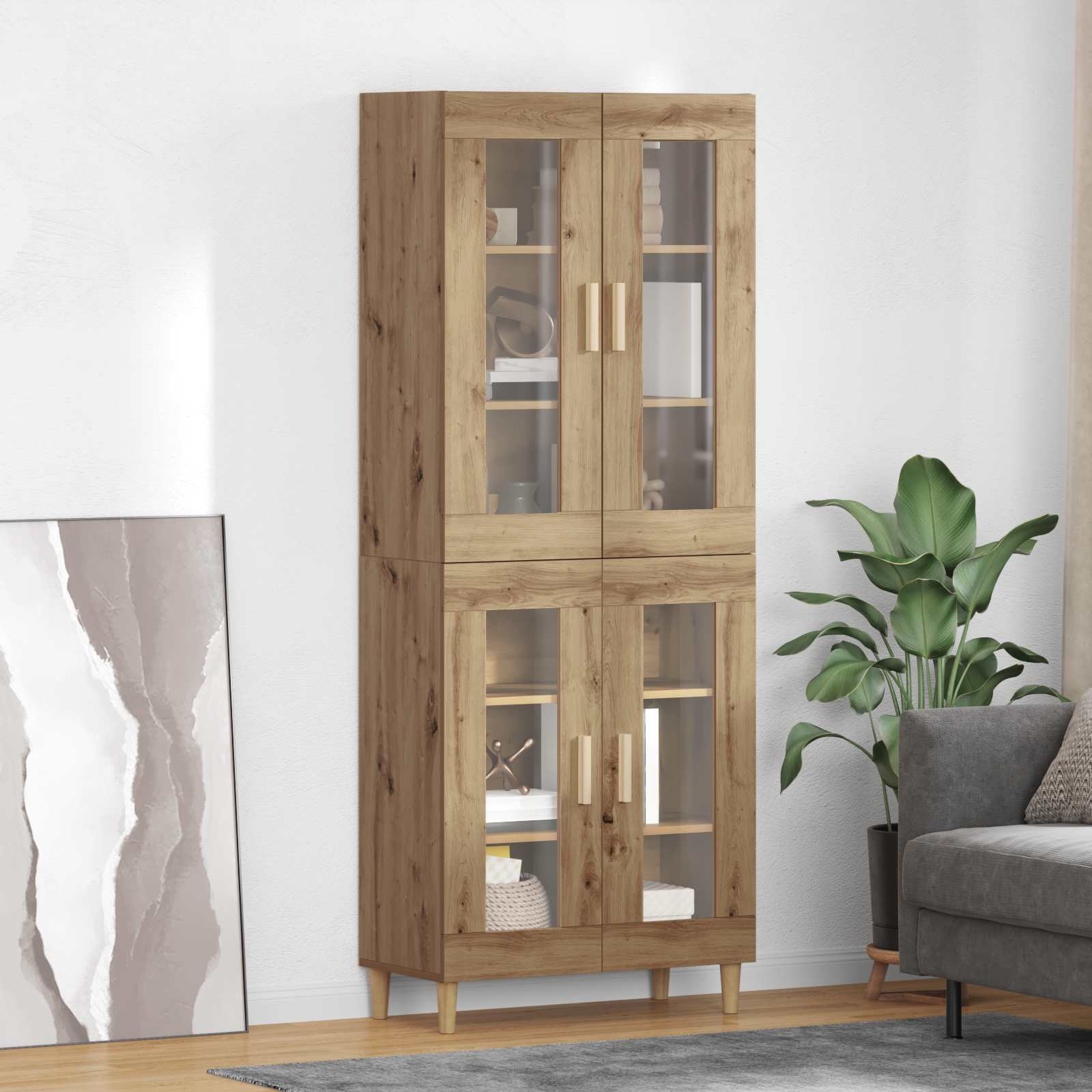 Hoge kast Artisan Eiken 69,5 x 34 x 180 cm Bewerkt hout