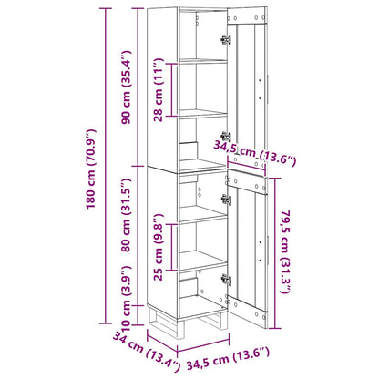 Highboard Artisan Eiken 69,5 x 34 x 180 cm Bewerkt hout
