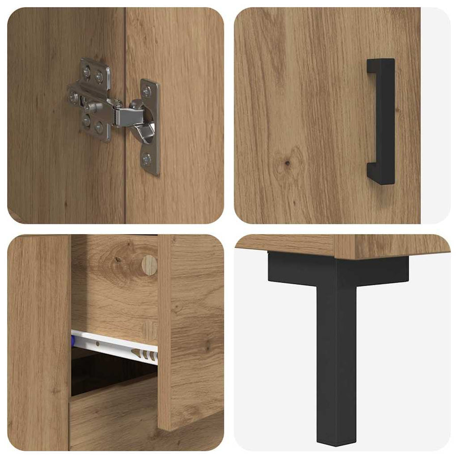 Hoge kast 2 pcs Artisan Eiken 69,5 x 34 x 180 cm Bewerkt hout