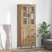 Hoge kast 180x69.5x34 cm artisan eiken bewerkt hout