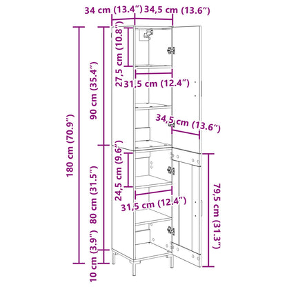 Hoge kast Artisan Eiken 69,5 x 34 x 180 cm Bewerkt hout