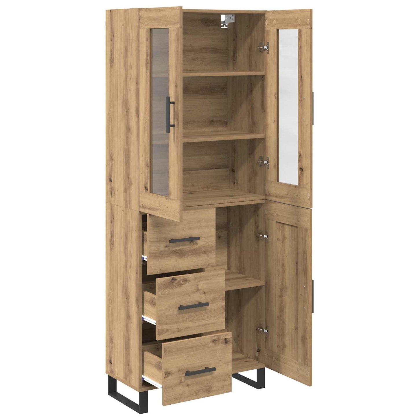 Hoge kast met lade 2 pcs Artisan Eiken Bewerkt hout