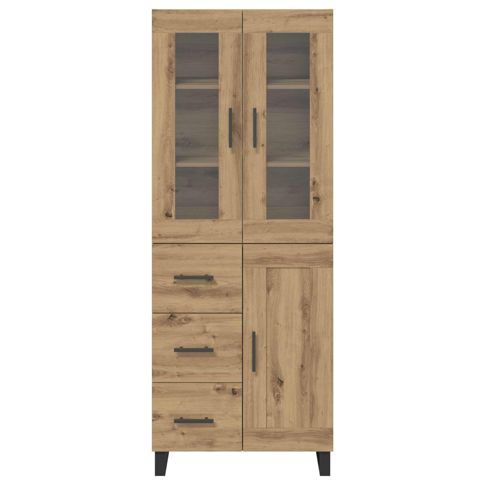 Hoge kast met lade 2 pcs Artisan Eiken Bewerkt hout