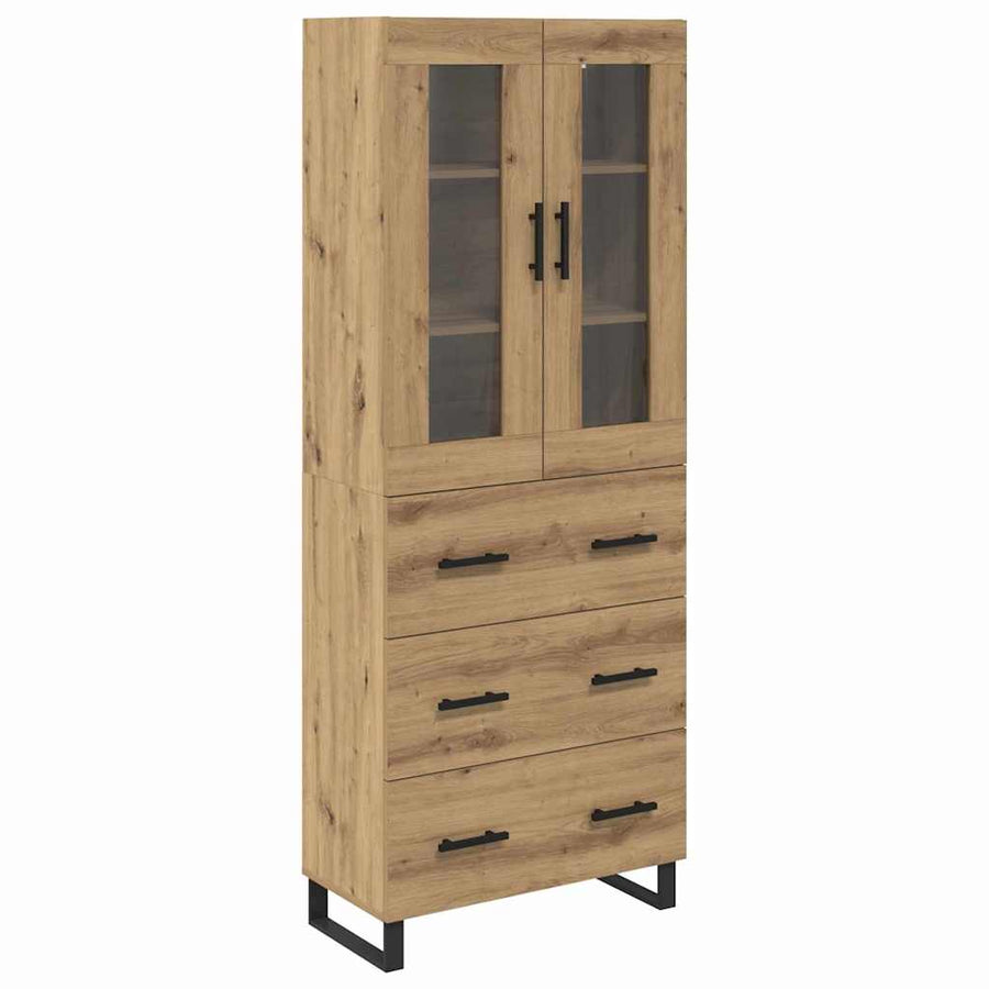 Hoge kast met lade 2 pcs Artisan Eiken Geengineerd Hout en Glas