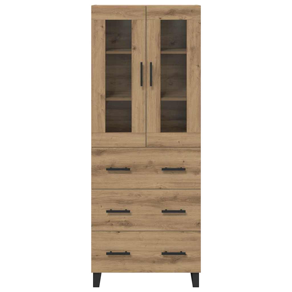 Hoge kast met lade 2 pcs Artisan Eiken Geengineerd Hout en Glas