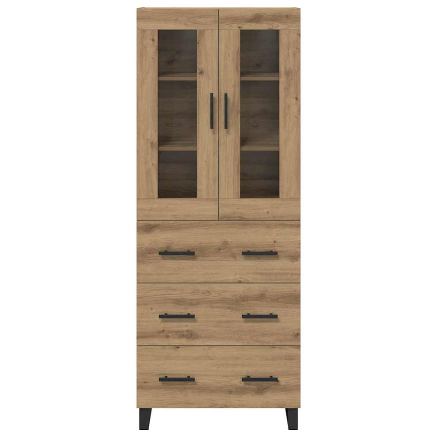 Hoge kast met lade 2 pcs Artisan Eiken Geengineerd Hout en Glas