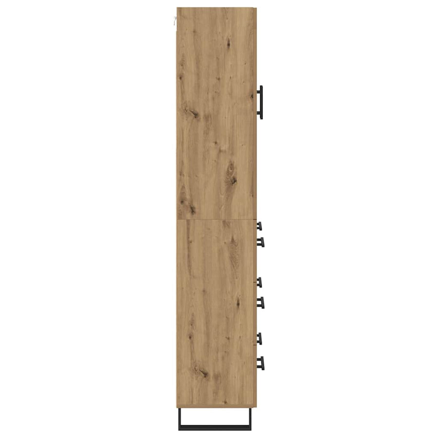 Hoge kast met lade 2 pcs Artisan Eiken Geengineerd Hout en Glas