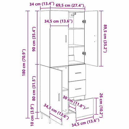 Hoge kast met lade Artisan Eiken 69,5 x 34 x 180 cm