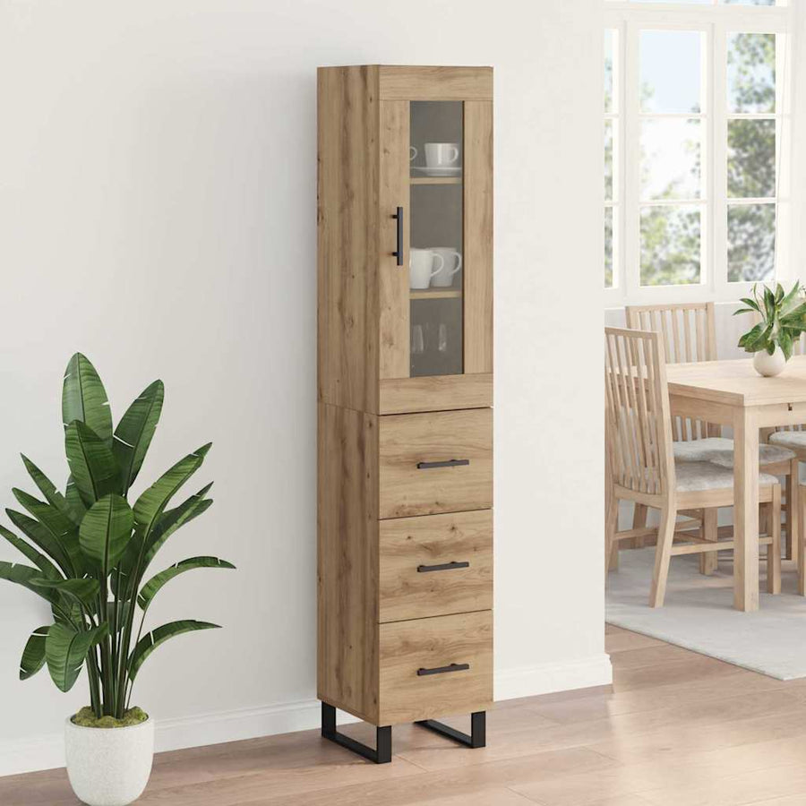 Highboard Artisan Eiken 69,5 x 34 x 180 cm Bewerkt hout