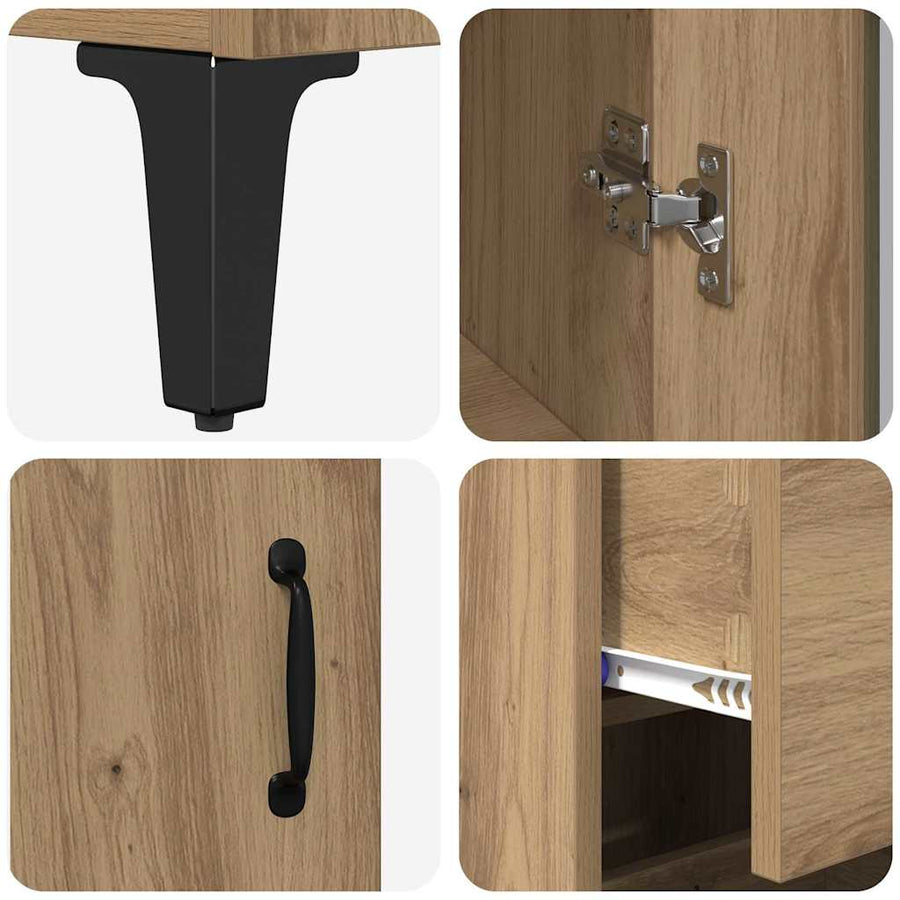 Highboard Artisan Eiken 69,5 x 34 x 180 cm Bewerkt hout