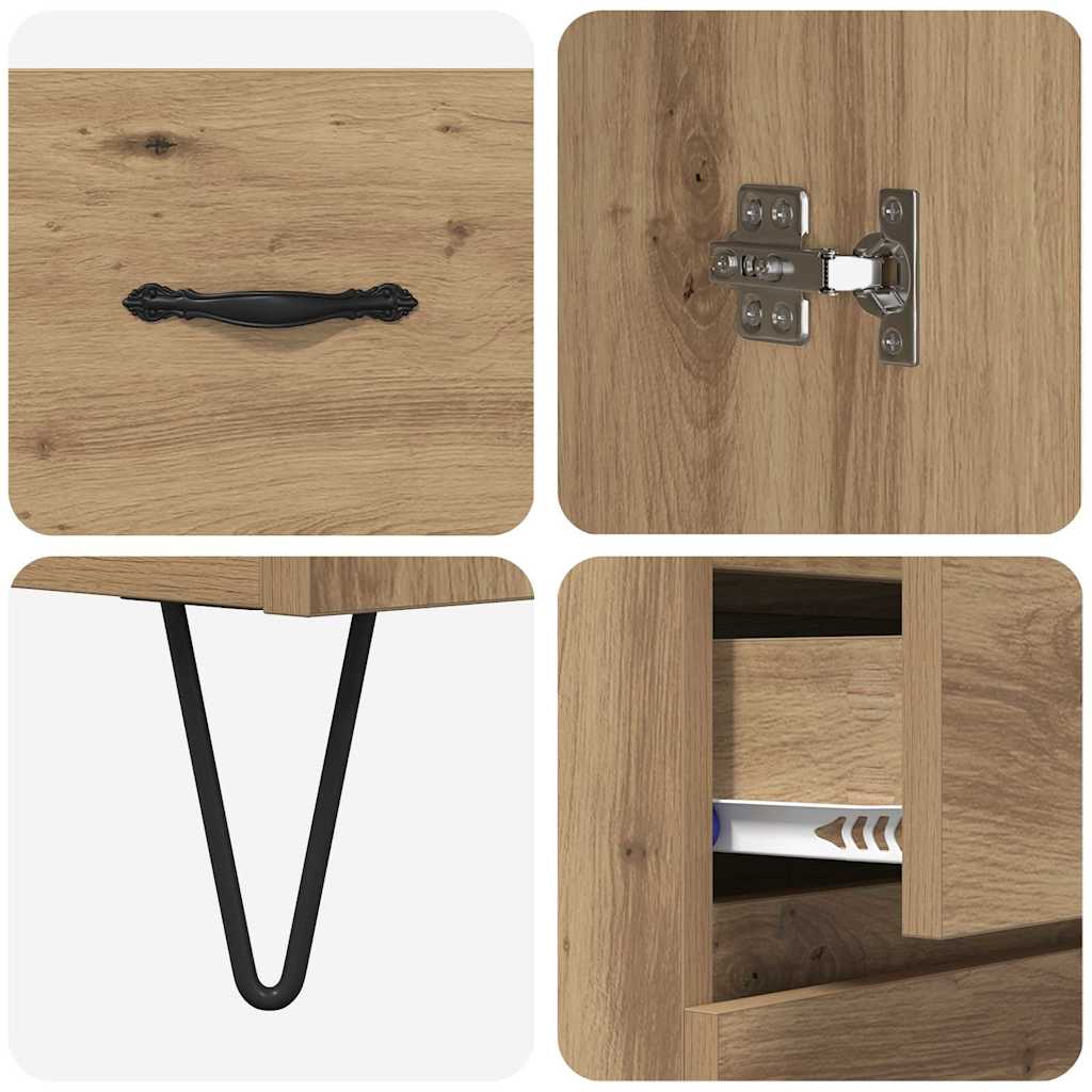 Hoge kast met lade 2 pcs Artisan Eiken Geengineerd Hout en Glas