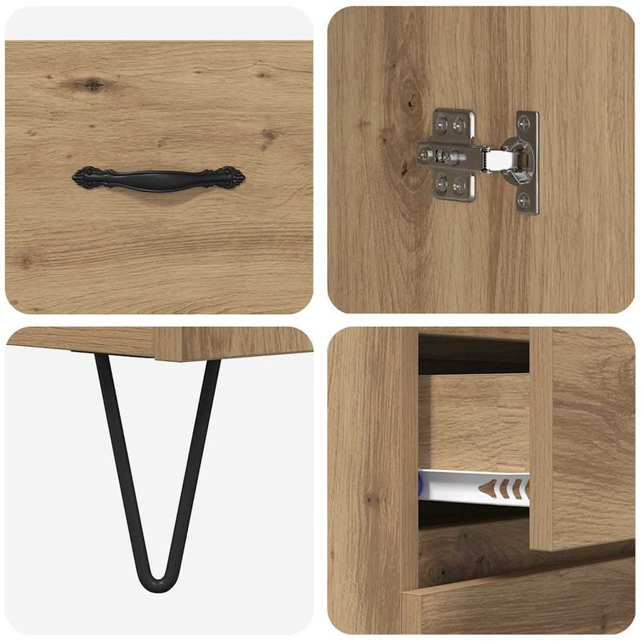 Hoge kast met lade 2 pcs Artisan Eiken Geengineerd Hout en Glas
