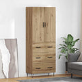 Hoge kast met lade 2 pcs Artisan Eiken Geëngineerd hout en glas