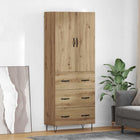 Tall cabinet with drawer 2 pcs Artisan Oak Engineered wood and glass