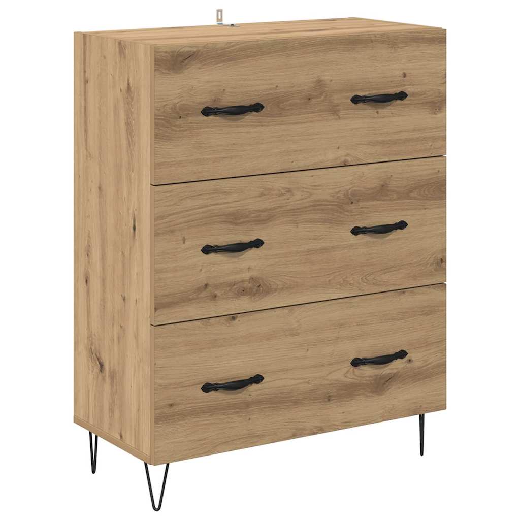 Hoge kast met lade 2 pcs Artisan Eiken Geengineerd Hout en Glas