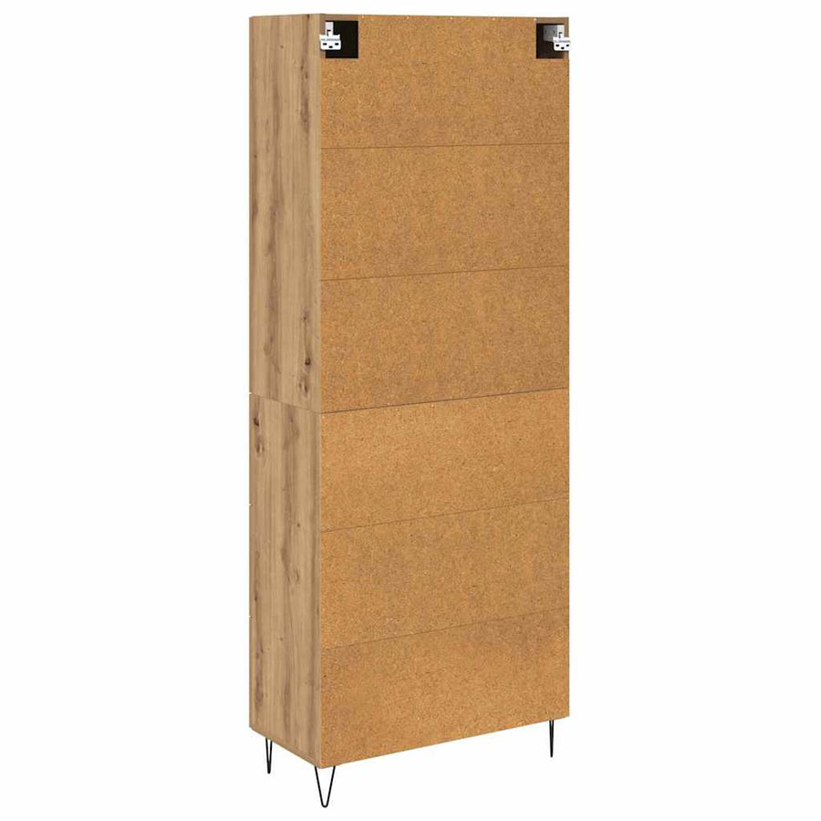 Hoge kast met lade 2 pcs Artisan Eiken Geengineerd Hout en Glas