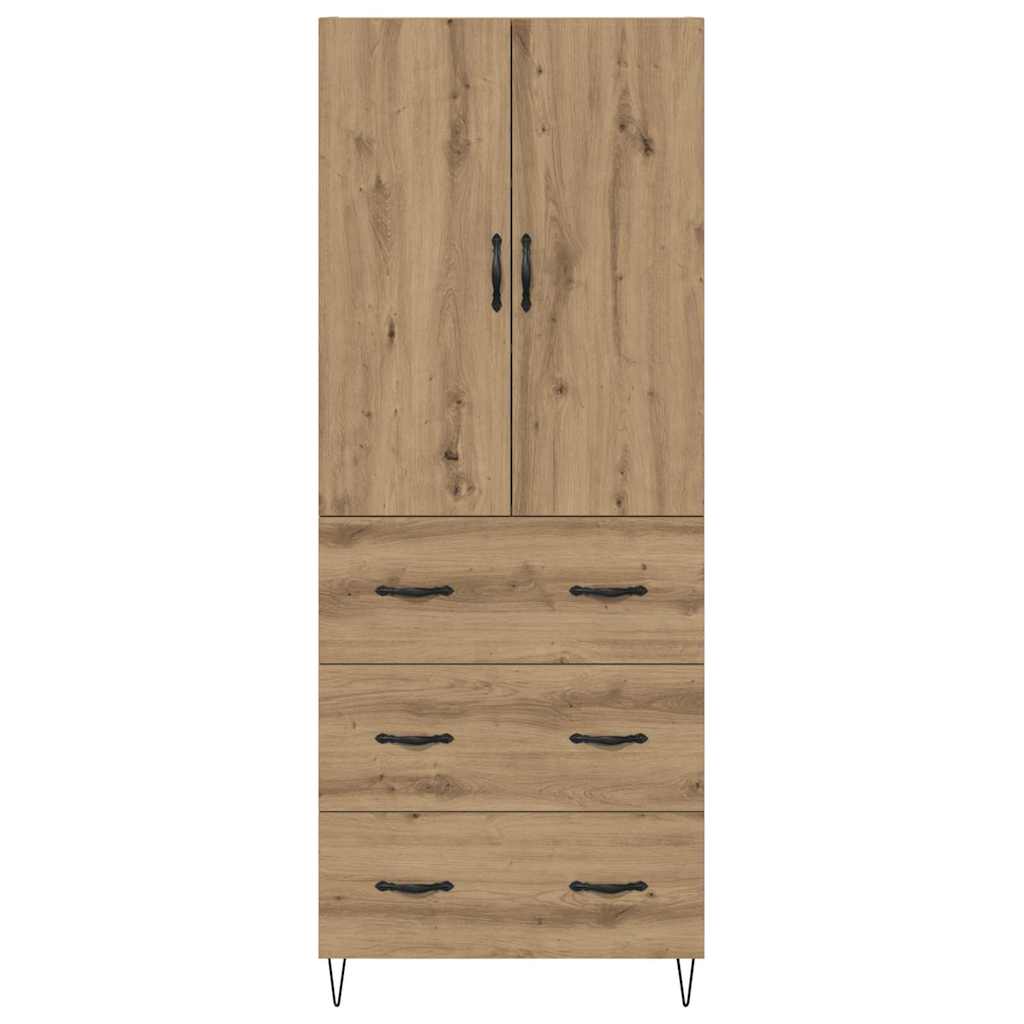 Hoge kast met lade 2 pcs Artisan Eiken Geengineerd Hout en Glas