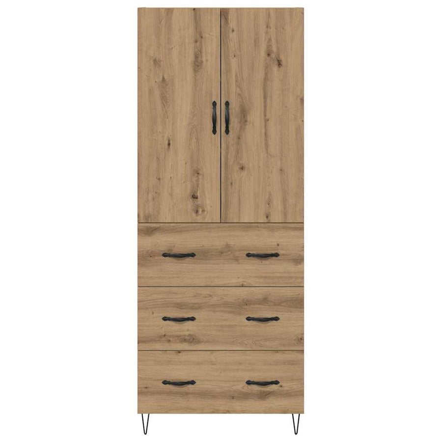 Hoge kast met lade 2 pcs Artisan Eiken Geengineerd Hout en Glas