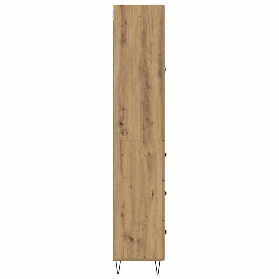 Hoge kast met lade 2 pcs Artisan Eiken Geengineerd Hout en Glas