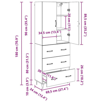 Hoge kast met lade 2 pcs Artisan Eiken Geengineerd Hout en Glas