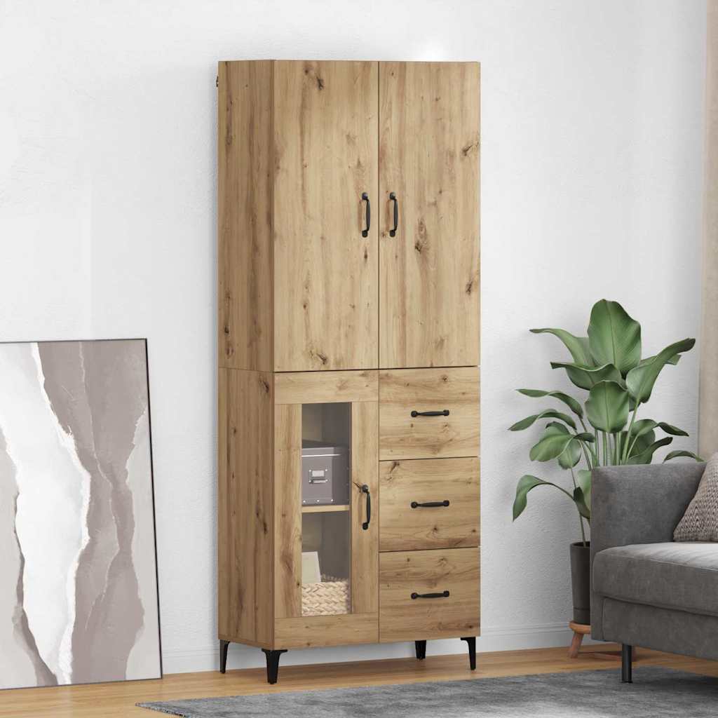 Highboard met lade Artisan Eiken 69,5 x 34 x 180 cm Bewerkt hout