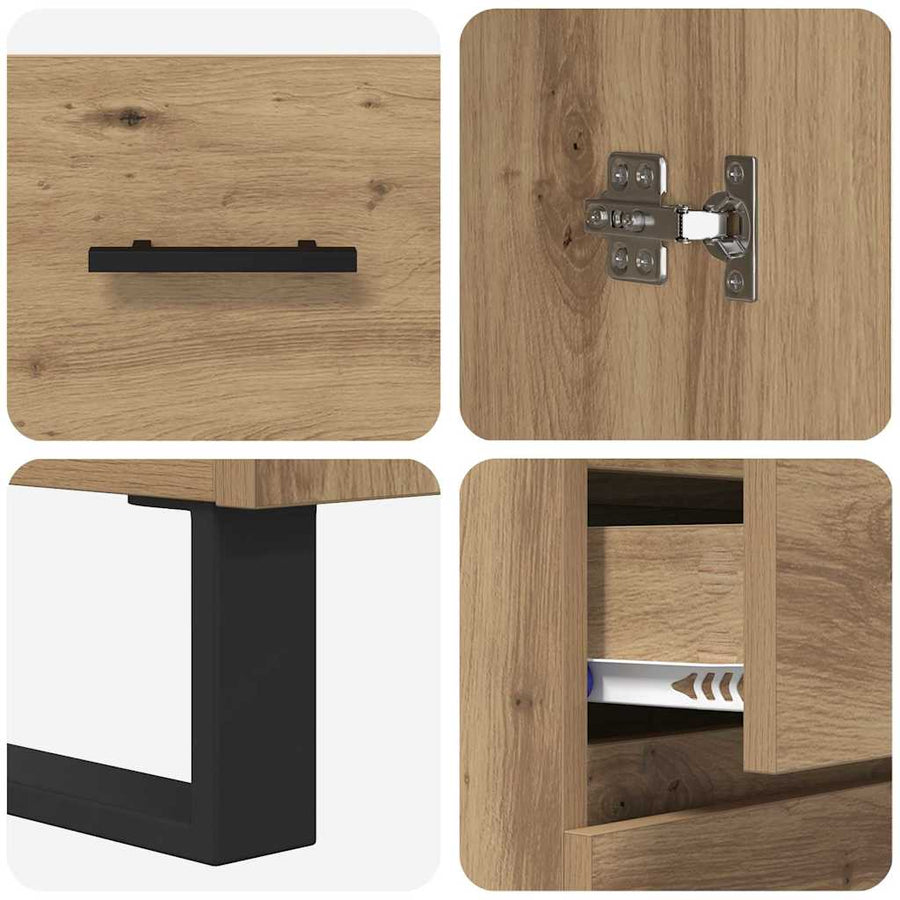 Hoge kast met lade 2 pcs Artisan Eiken Geengineerd Hout en Glas