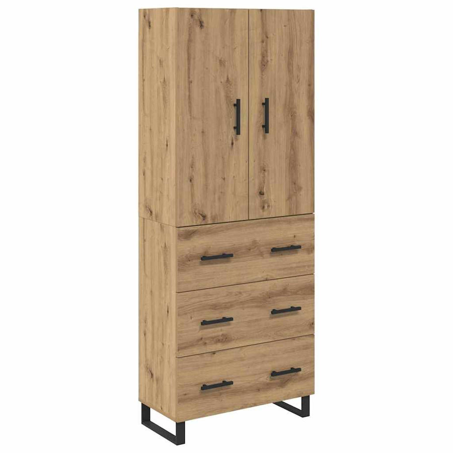 Hoge kast met lade 2 pcs Artisan Eiken Geengineerd Hout en Glas