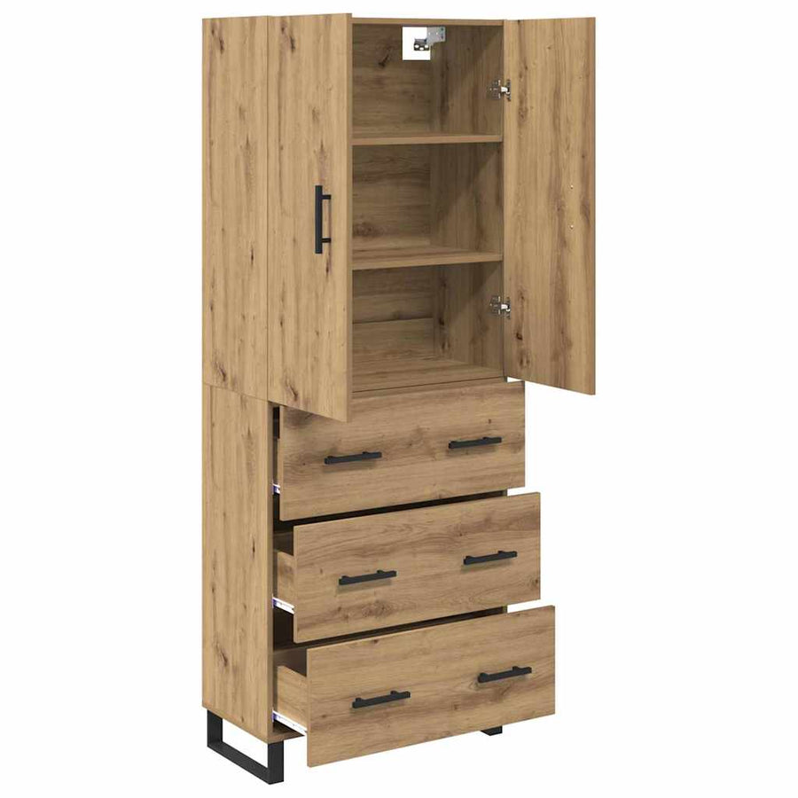 Hoge kast met lade 2 pcs Artisan Eiken Geengineerd Hout en Glas