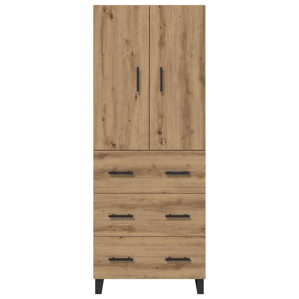 Hoge kast met lade 2 pcs Artisan Eiken Geengineerd Hout en Glas