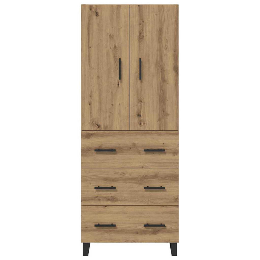 Hoge kast met lade 2 pcs Artisan Eiken Geengineerd Hout en Glas